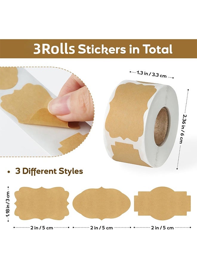 3 لفات 900 قطعة ملصقات هدايا لاصقة من ورق الكرافت ملصقات متعددة الأغراض لعلب التوابل والزيوت العطرية وصناديق تخزين مستحضرات التجميل وحاويات الطعام وعلب ماسون والحرف اليدوية والهدايا - Image 4